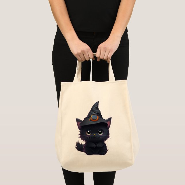 Cute whimsical Halloween Black cat Tygkasse (Framsida (produkt))