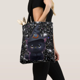 Cute whimsical Halloween Black cat Tygkasse