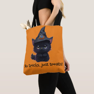 Cute whimsical Halloween Black cat Tygkasse