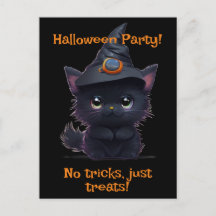 Cute whimsical Halloween Black cat