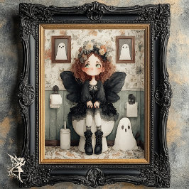 Cute Whimsical Halloween Fairy and Ghost Decoupage