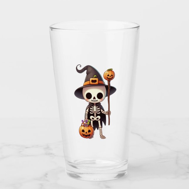 Cute, Whimsical Halloween skeleton Glaskopp (Framsida)