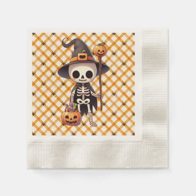 Cute, Whimsical Halloween skeleton Pappersservett (Framsidan)