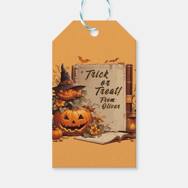 Cute Whimsical Halloween Spooky Season Custom  Presentetikett (Framsidan)