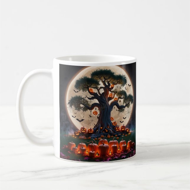 Cute Whimsical Halloween Witch, Personlig Namn Kaffemugg (Vänster)