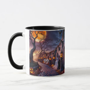 Cute Whimsical Halloween Witch, Personlig Namn Mugg