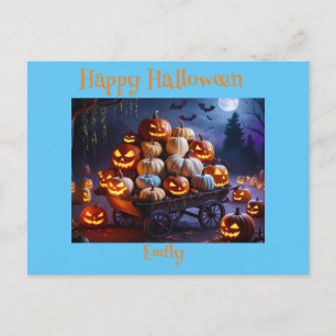 Cute Whimsical Halloween Witch, Personlig Namn Vykort