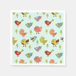 Cute Whimsical Hand Drawn Birds Mönster Pappersservett