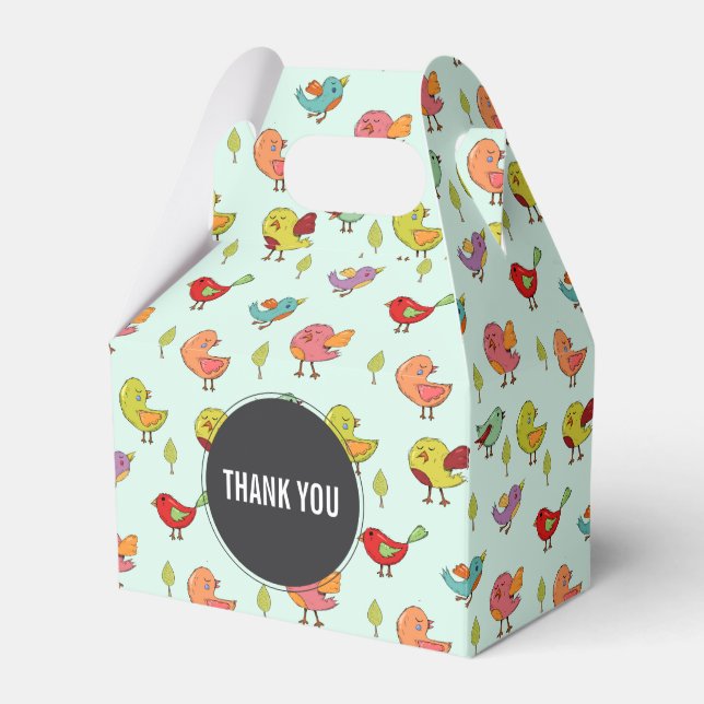 Cute Whimsical Hand Drawn Birds Mönster Presentaskar (Framsidan Sidan)