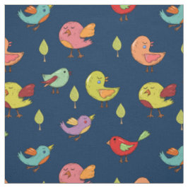 Cute Whimsical Hand Drawn Birds Mönster Tyg