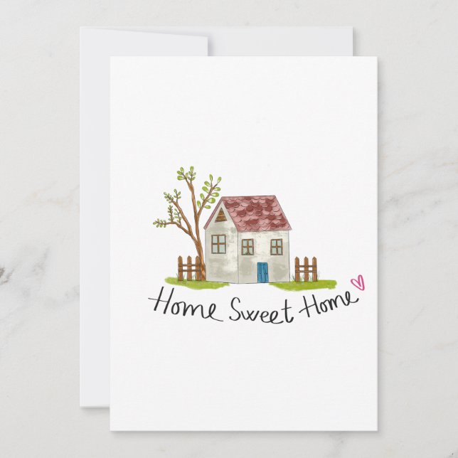 Cute Whimsical Hand-drawn Home Sweet Home Inbjudningar (Framsida)