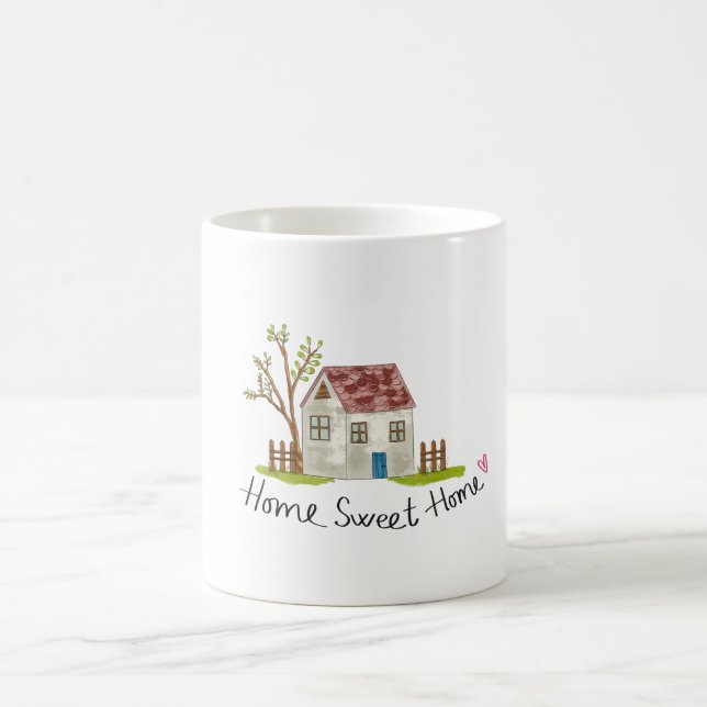 Cute Whimsical Hand-drawn Home Sweet Home Kaffemugg (Center)