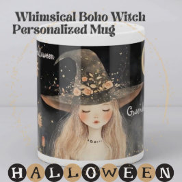 Cute Whimsical Happy halloween Witch Personlig Kaffemugg