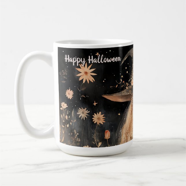 Cute Whimsical Happy halloween Witch Personlig Kaffemugg (Vänster)