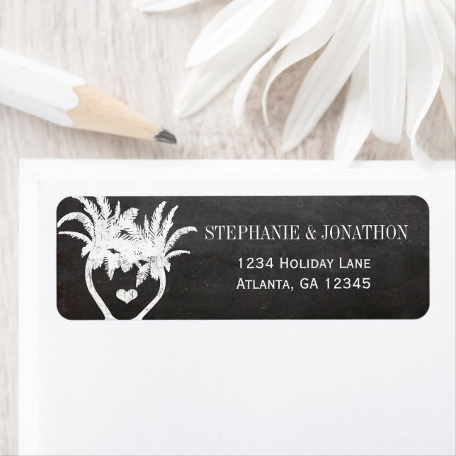 Cute Whimsical Heart Leaered Träd Ljus rosa Dots Returadress Etikett (Insitu)