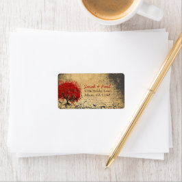 Cute Whimsical Heart LeafTree Red Rosa OSA Adressetikett