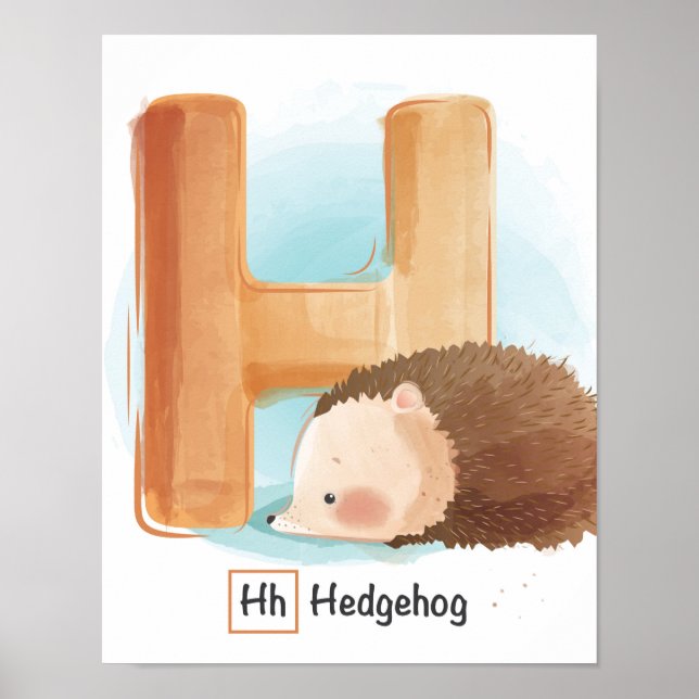  Cute Whimsical Hedgehog Alphabet Poster (Framsidan)