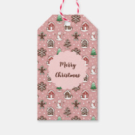 Cute Whimsical Helgdag Cookie-jul i Mönster Presentetikett