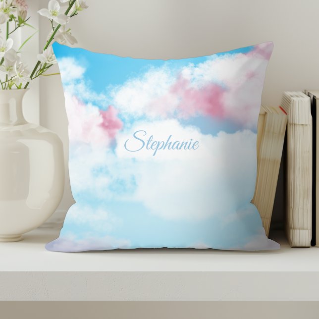 Cute Whimsical Himmel Rosa och Blue Clouds Kudde (Skapare uppladdad)