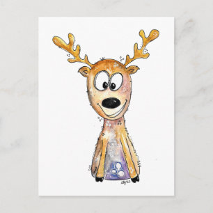 Cute Whimsical Hjort Vykort