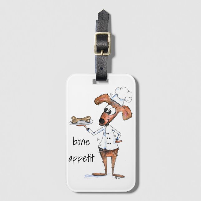 Cute Whimsical Hund Chef Bagagebricka (Framsida vertikal)