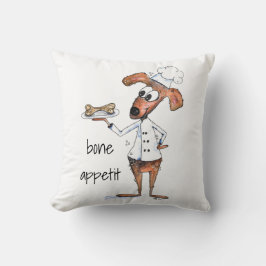Cute Whimsical Hund Chef Kudde