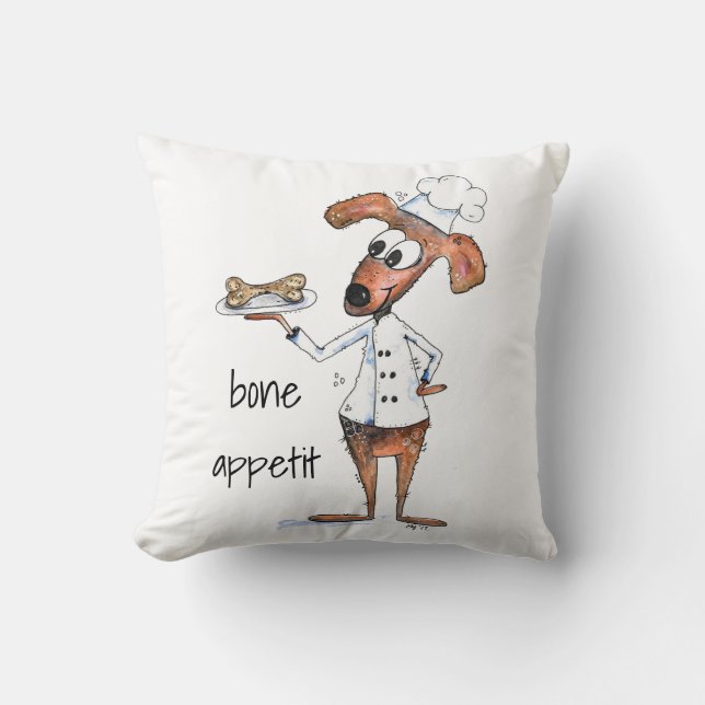 Cute Whimsical Hund Chef Kudde (Framsida)