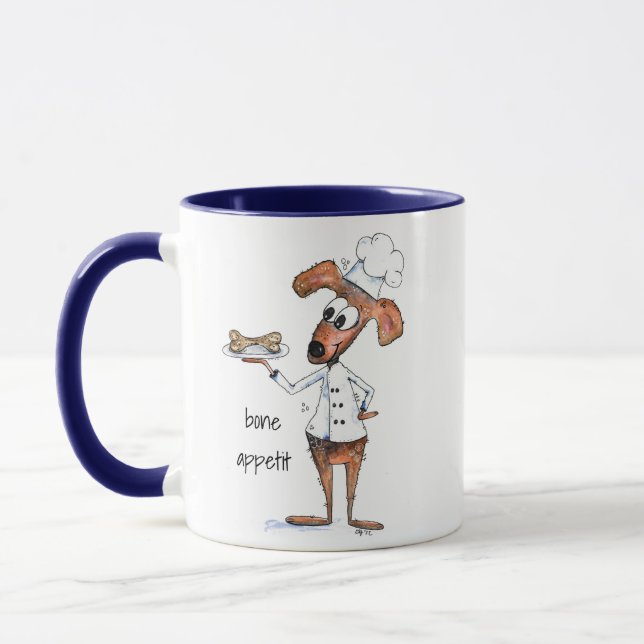 Cute Whimsical Hund Chef Mugg (Vänster)