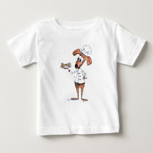 Cute Whimsical Hund Chef T Shirt (Framsida)