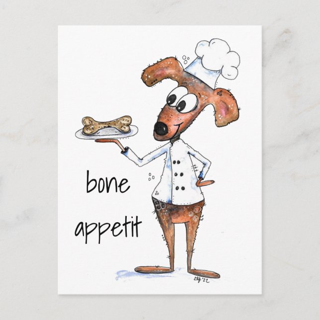 Cute Whimsical Hund Chef Vykort (Framsida)