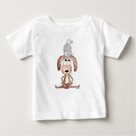 Cute Whimsical Hund med katt på huvudet T Shirt