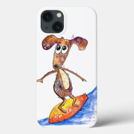 Cute Whimsical Hund på Surfboard