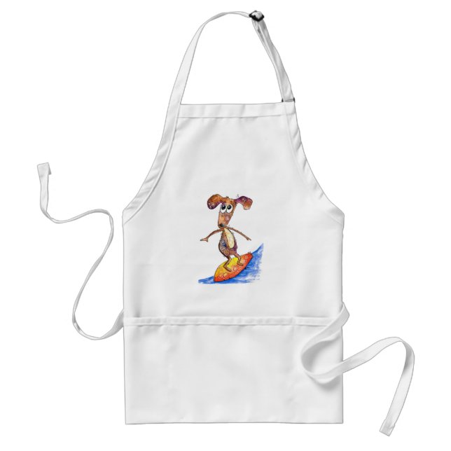 Cute Whimsical Hund på Surfboard Förkläde (Framsidan)
