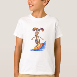 Cute Whimsical Hund på Surfboard T Shirt