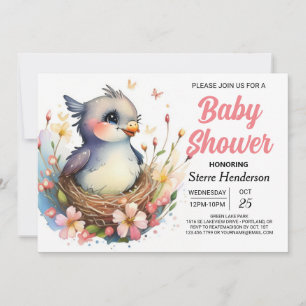 Cute Whimsical in the Skogen Bird Baby Shower Inbjudningar