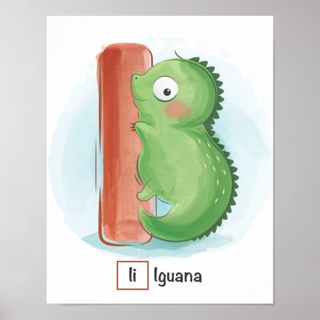  Cute Whimsical Iquana Brev Animal Poster (Framsidan)