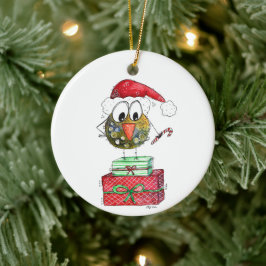 Cute Whimsical jul Bird Julgransprydnad Keramik
