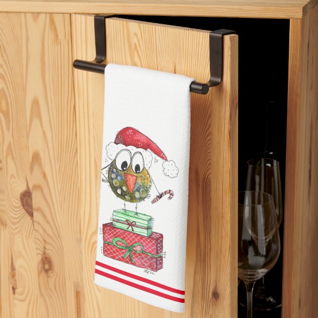 Cute Whimsical jul Bird Kitchen Towels Kökshandduk (Thirds Fold)