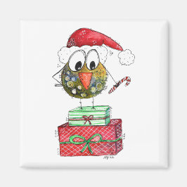 Cute Whimsical jul Bird Magnet