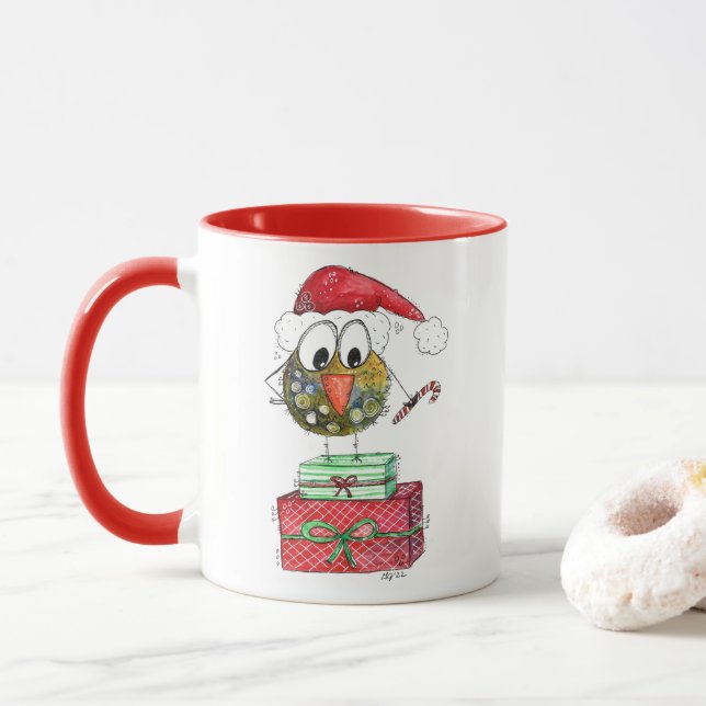 Cute Whimsical jul Bird Mugg (Med munk)