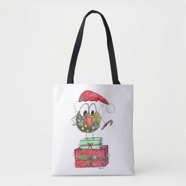 Cute Whimsical jul Bird Tygkasse (Framsida)