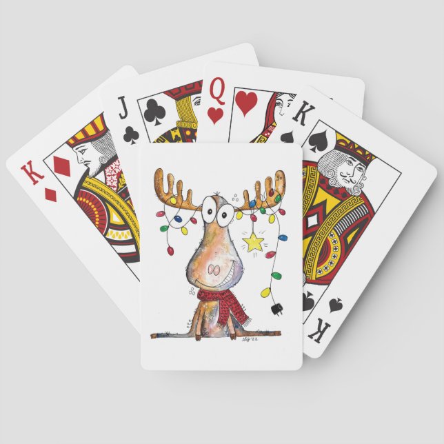 Cute Whimsical jul Moose Casinokort (Baksidan)