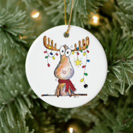 Cute Whimsical jul Moose Julgransprydnad Keramik