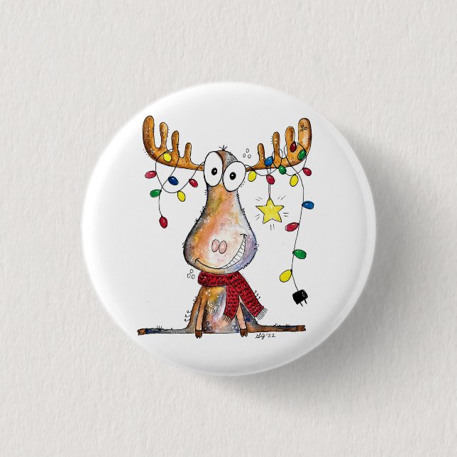 Cute Whimsical jul Moose Knapp (Framsida)