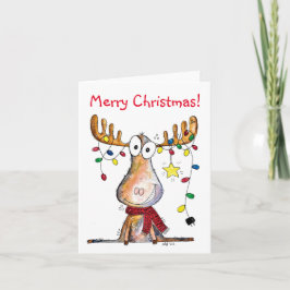 Cute Whimsical jul Moose Kort