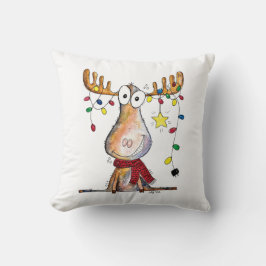 Cute Whimsical jul Moose Kudde