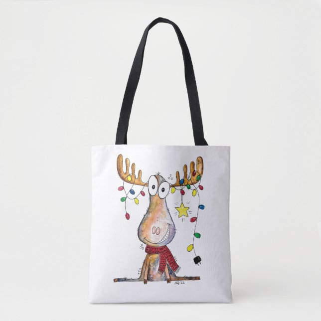 Cute Whimsical jul Moose Tygkasse (Framsida)