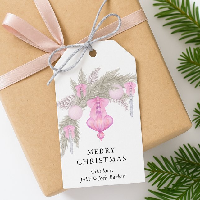 Cute Whimsical jul Simple Bow Botanical Presentetikett (Skapare uppladdad)