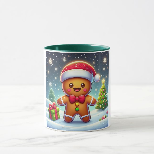 Cute Whimsical jul/vinterpepparkaksgubbe Mugg (Center)