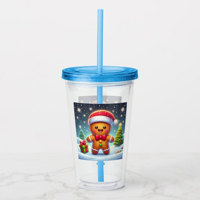 Cute Whimsical jul/vinterpepparkaksgubbe Take Away Mugg (Framsida)